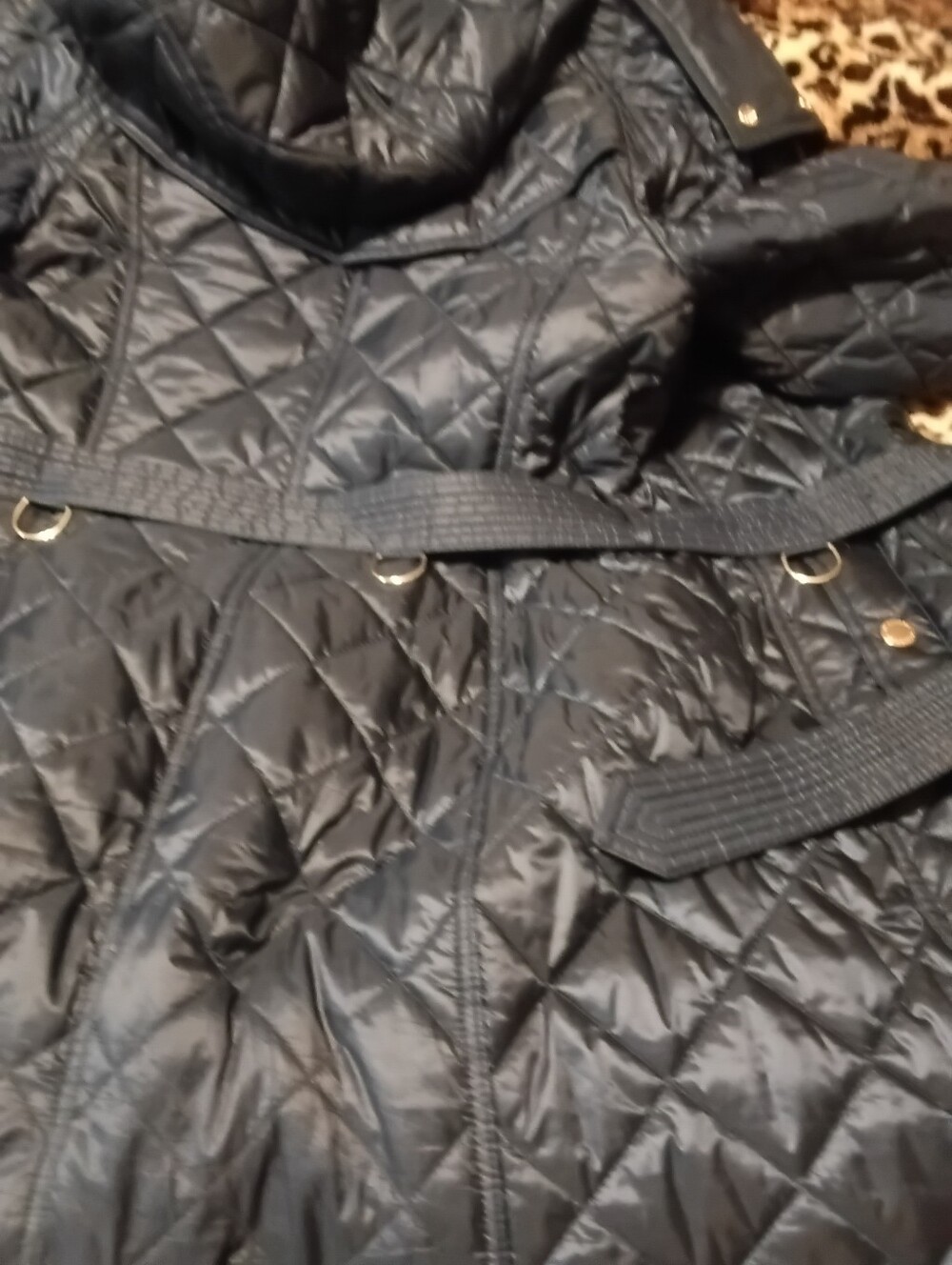 Burberry Navy Quilted Belted Puffer Coat with Gold Hardware - Picture 9 of 9